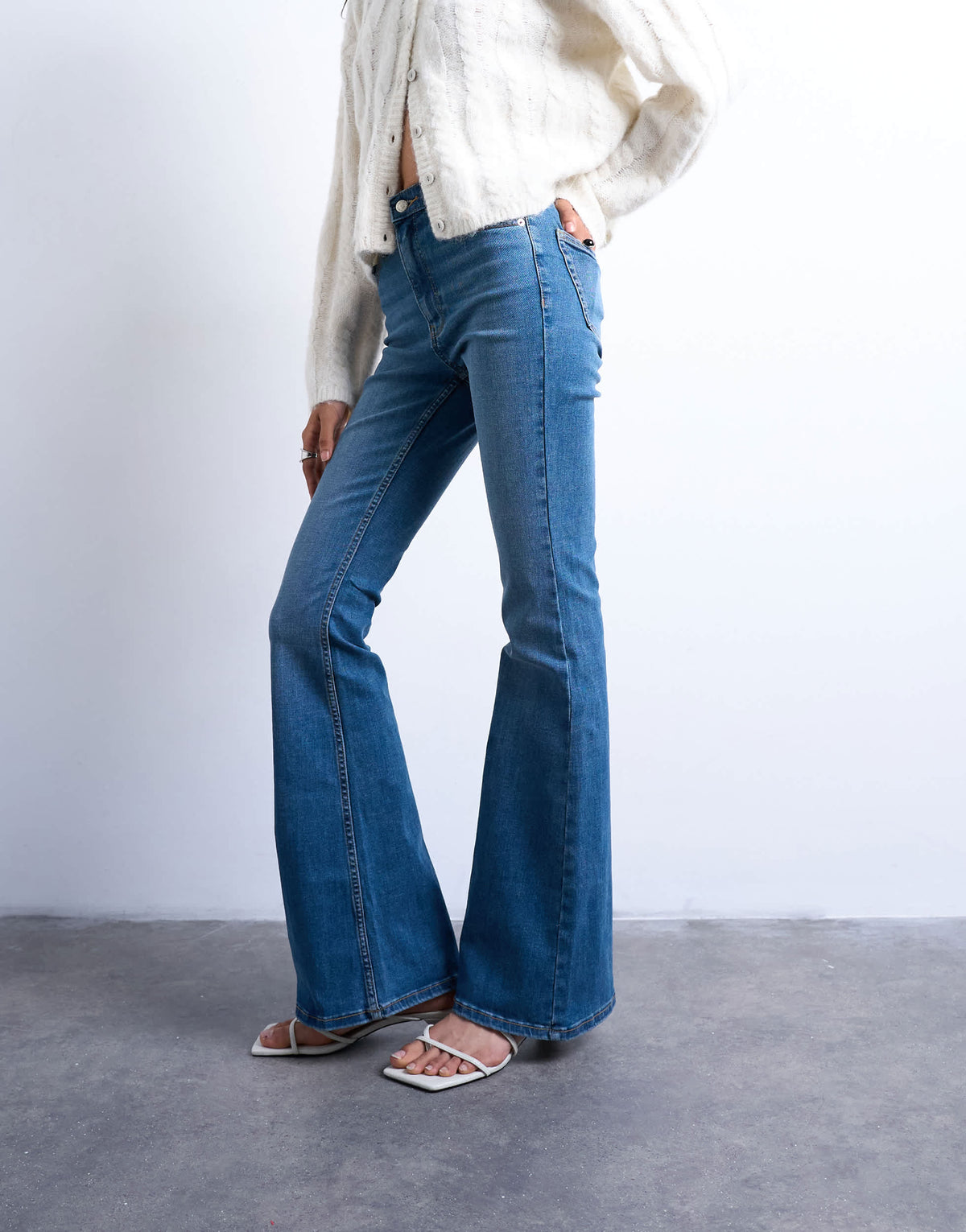 Topshop Jamie flare high rise jean in vintage blue