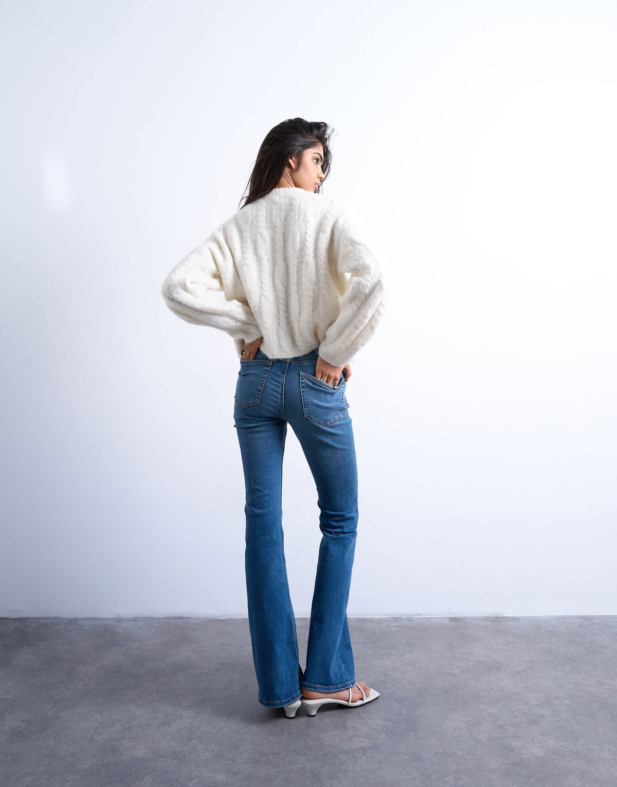 Topshop Jamie flare high rise jean in vintage blue