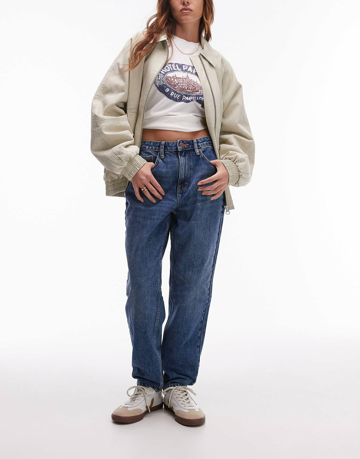 Topshop Original Mom high rise jean in mid blue