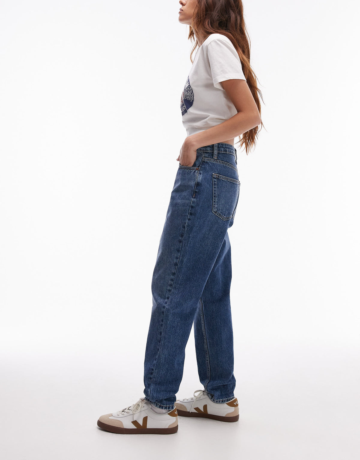 Topshop Original Mom high rise jean in mid blue