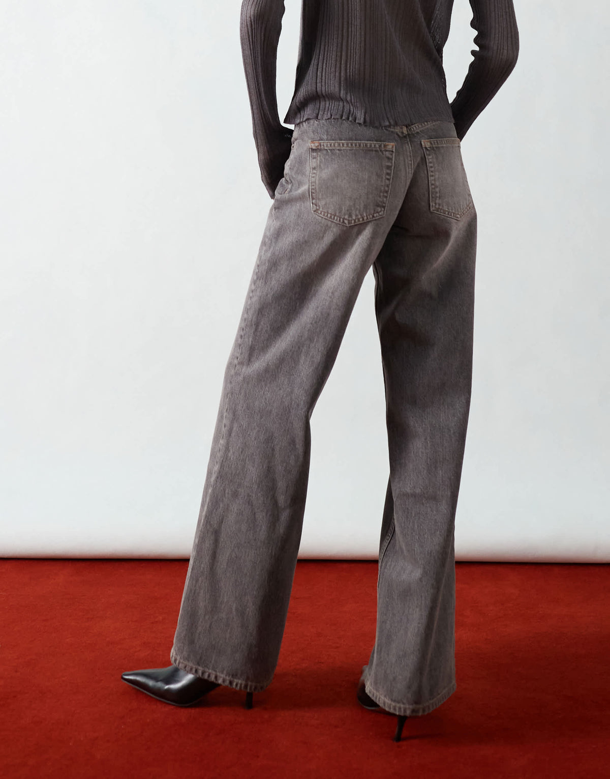 Topshop Ember low rise straight leg jean in vintage grey