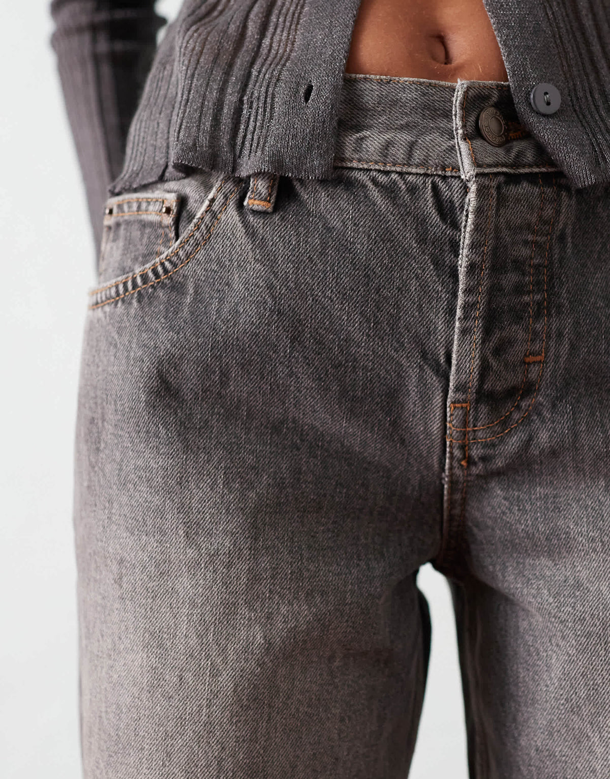 Topshop Ember low rise straight leg jean in vintage grey