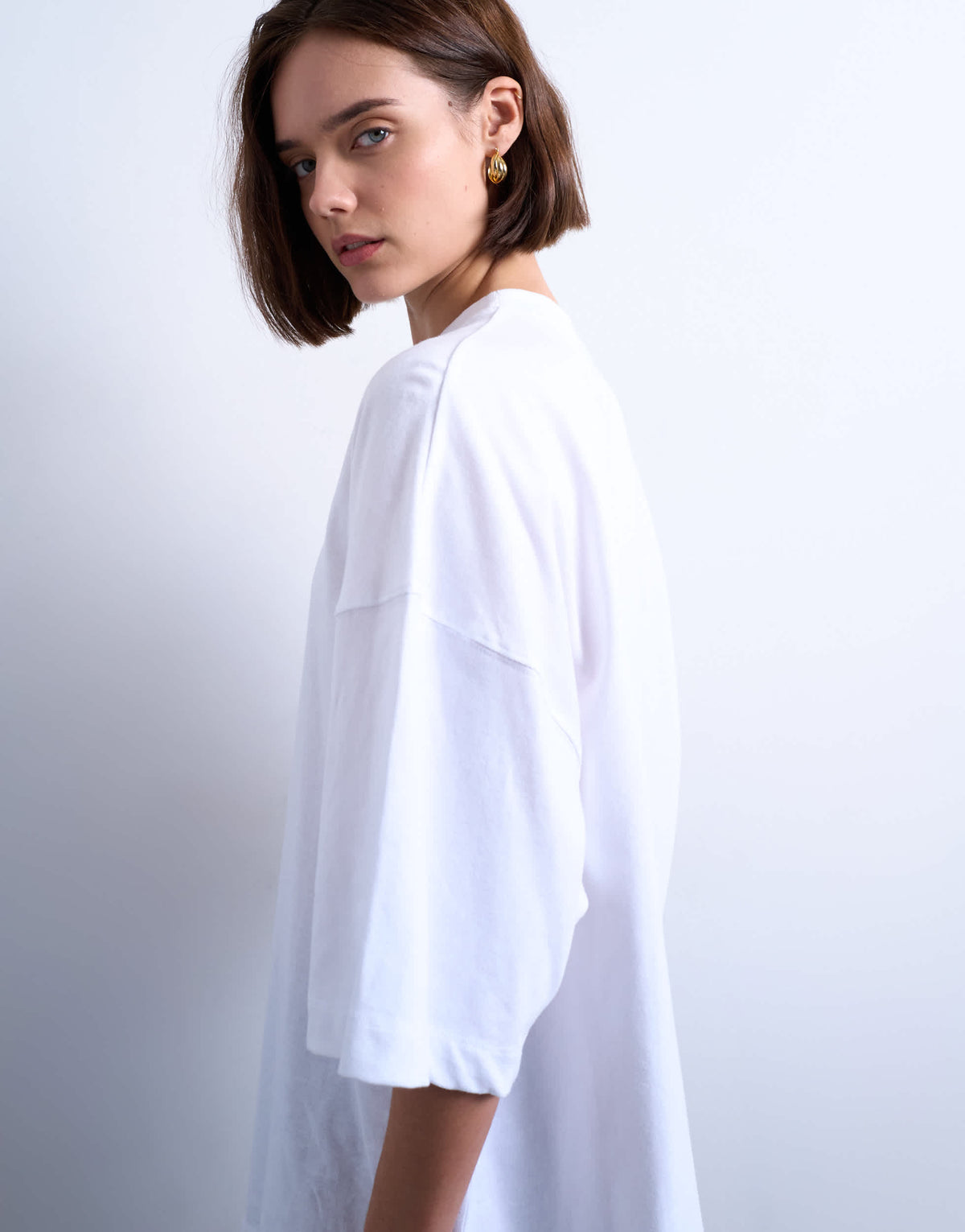 Topshop oversized drop shoulder tee in white