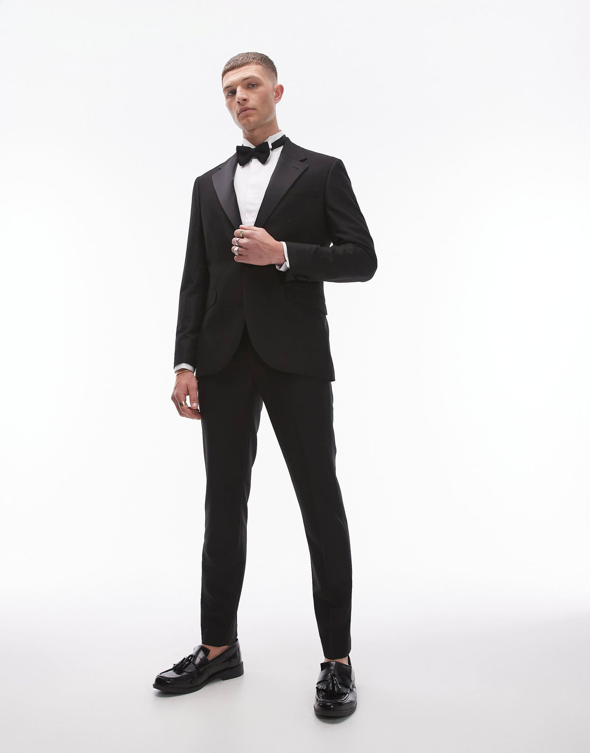 Topman skinny tux suit jacket in black