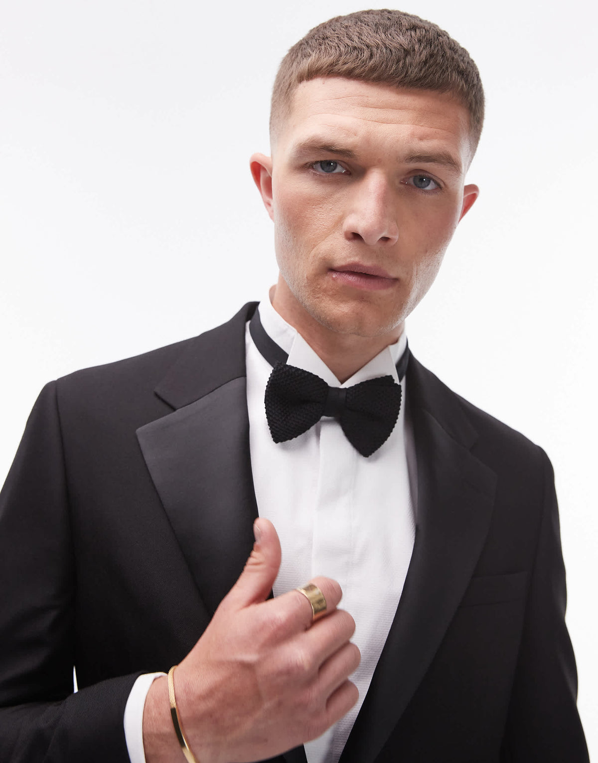 Topman skinny tux suit jacket in black