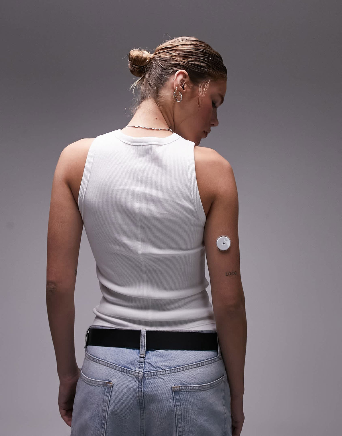 Topshop rib slim vest in white