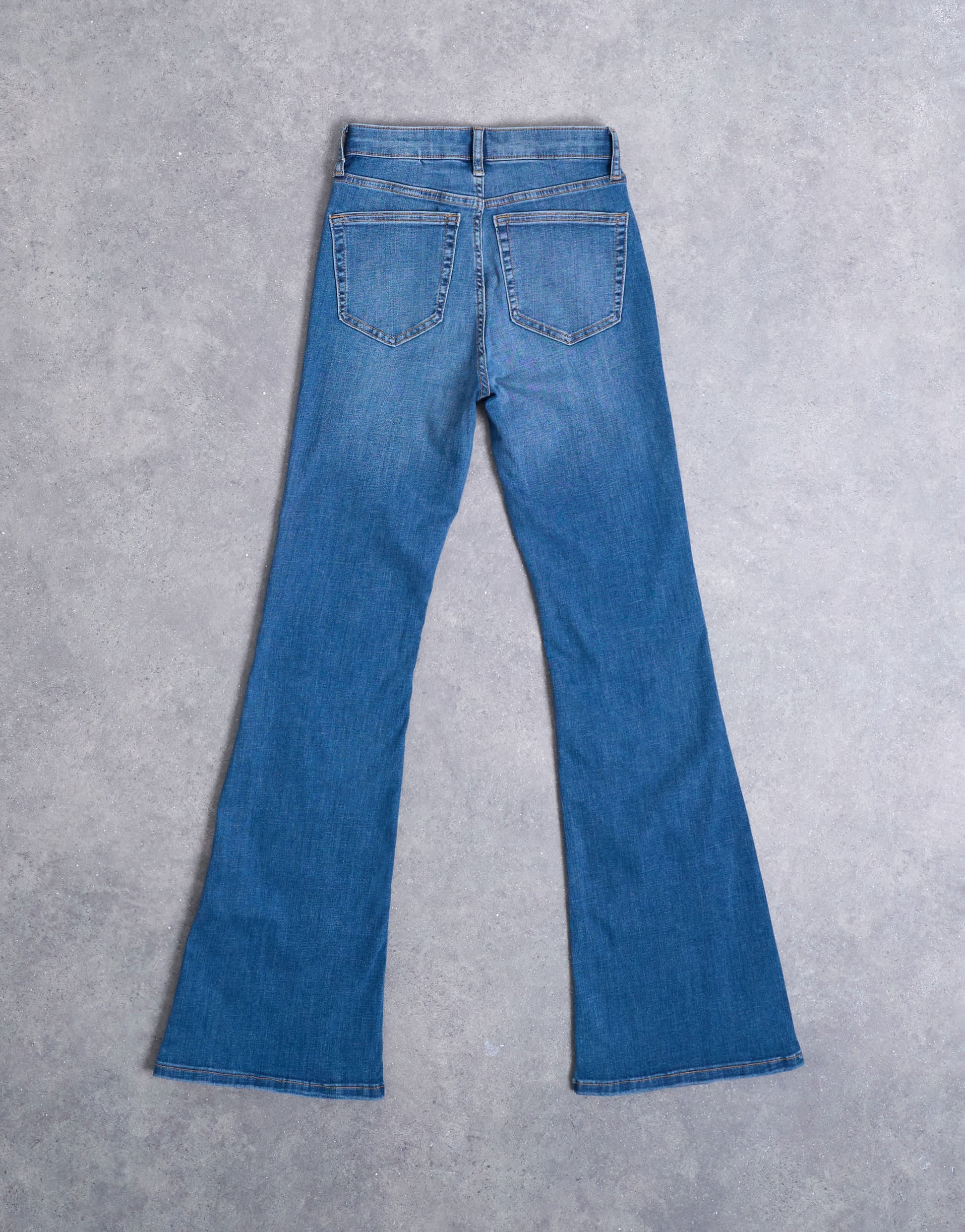 Topshop Hourglass Jamie Flare high rise jeans in vintage blue