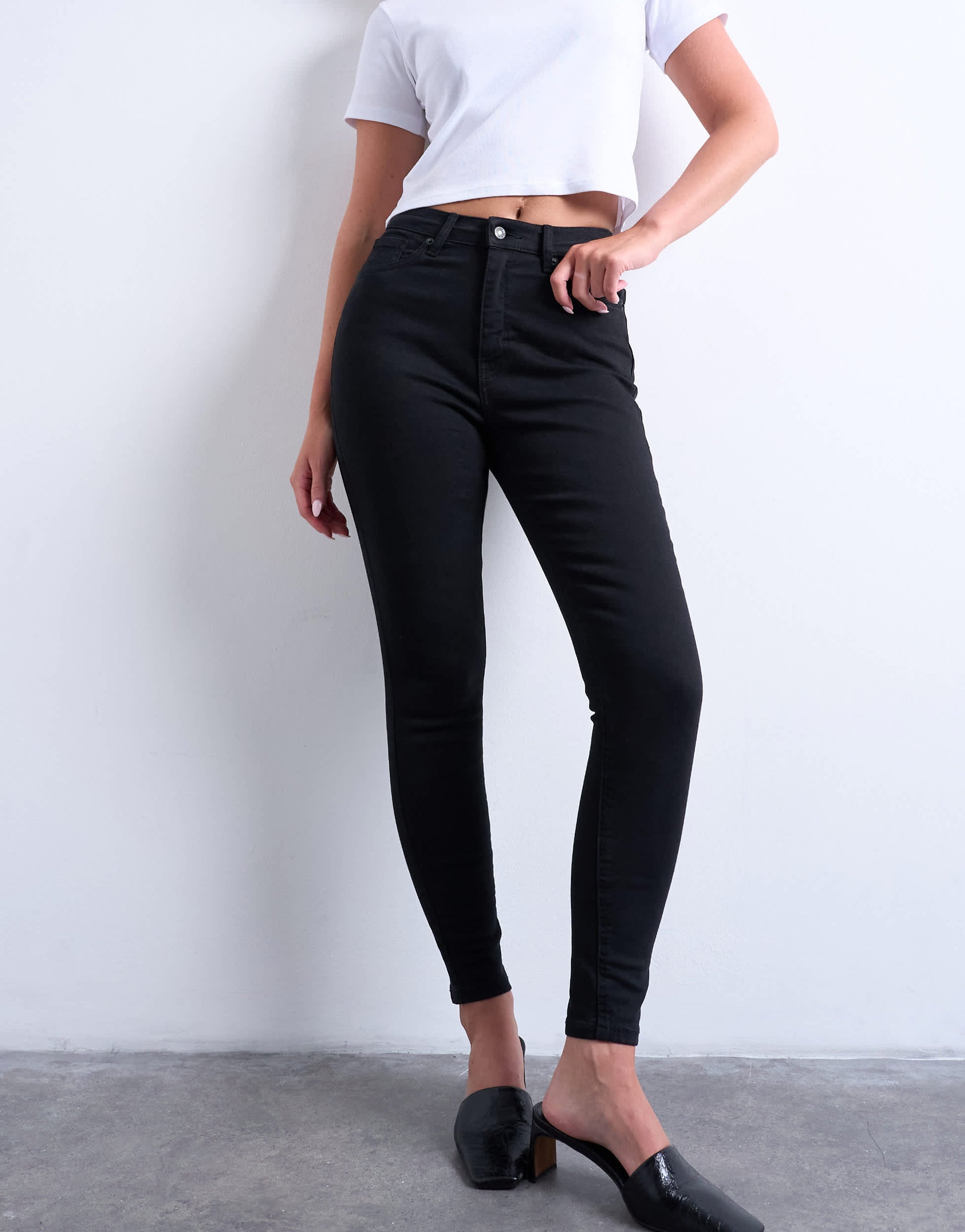 Topshop Hourglass Jamie high rise skinny jean in black