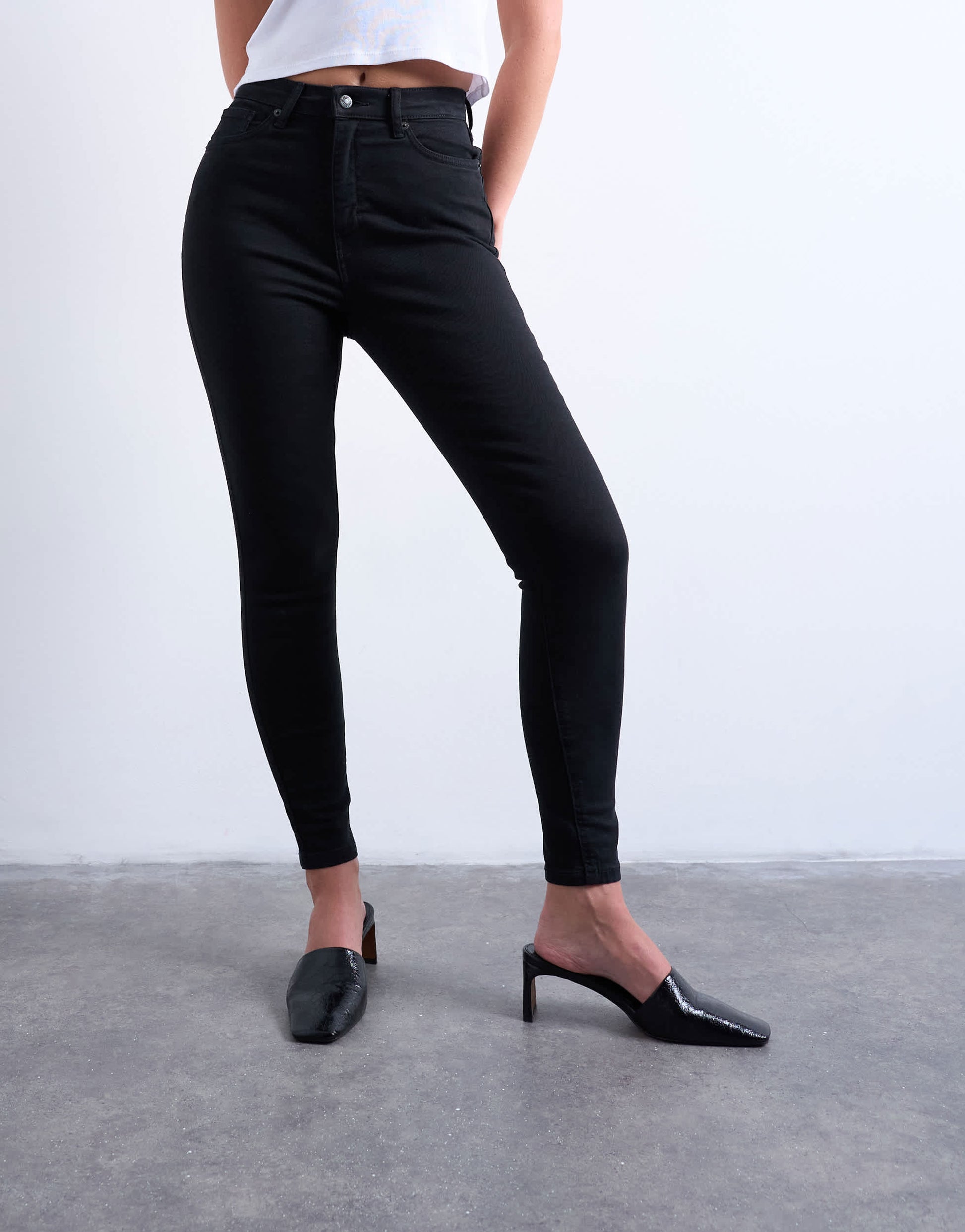Topshop Hourglass Jamie high rise skinny jean in black