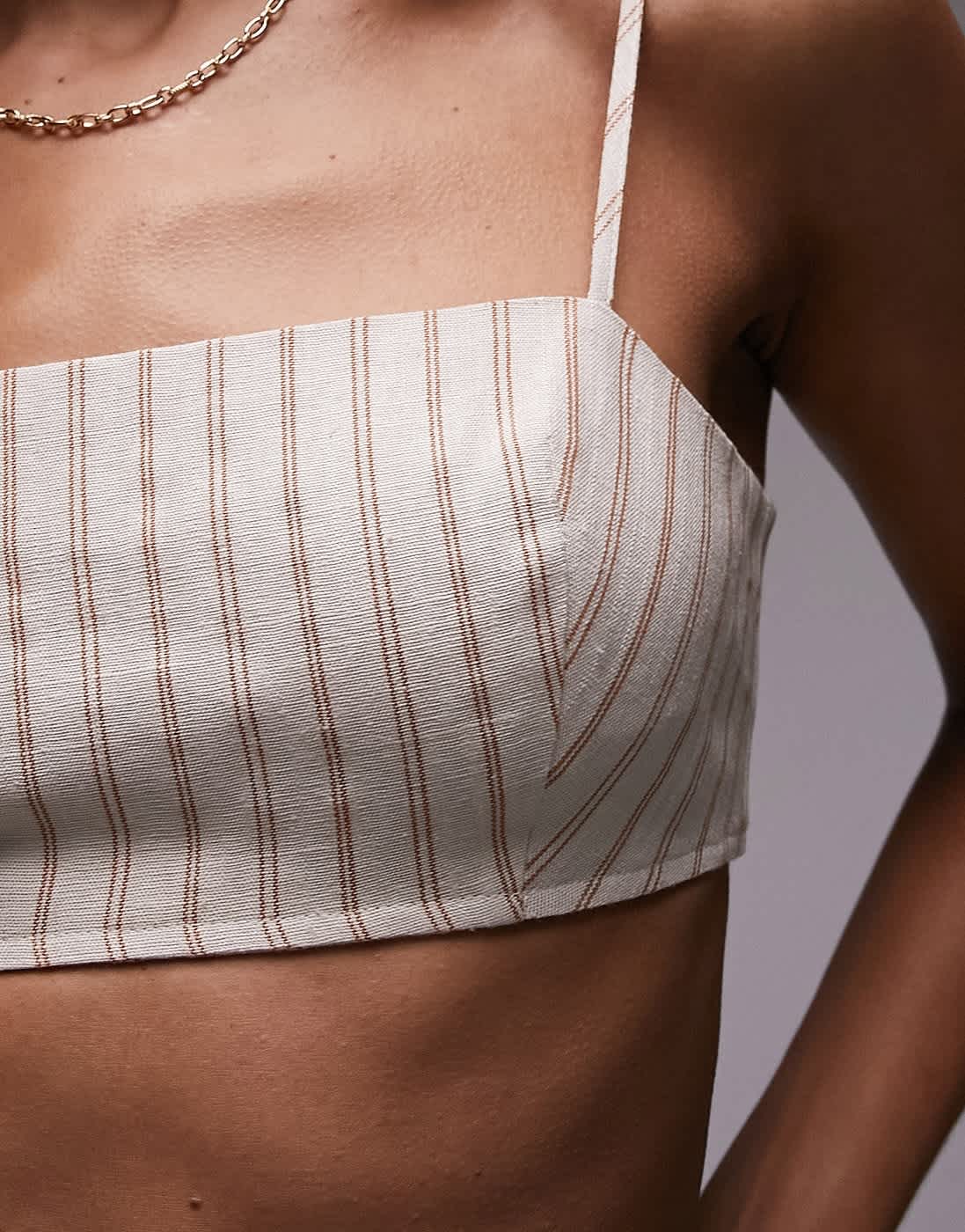 Topshop stripe linen bralet in ecru