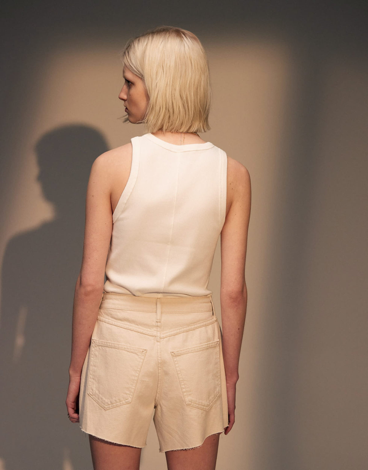 Topshop denim pleated shorts in white
