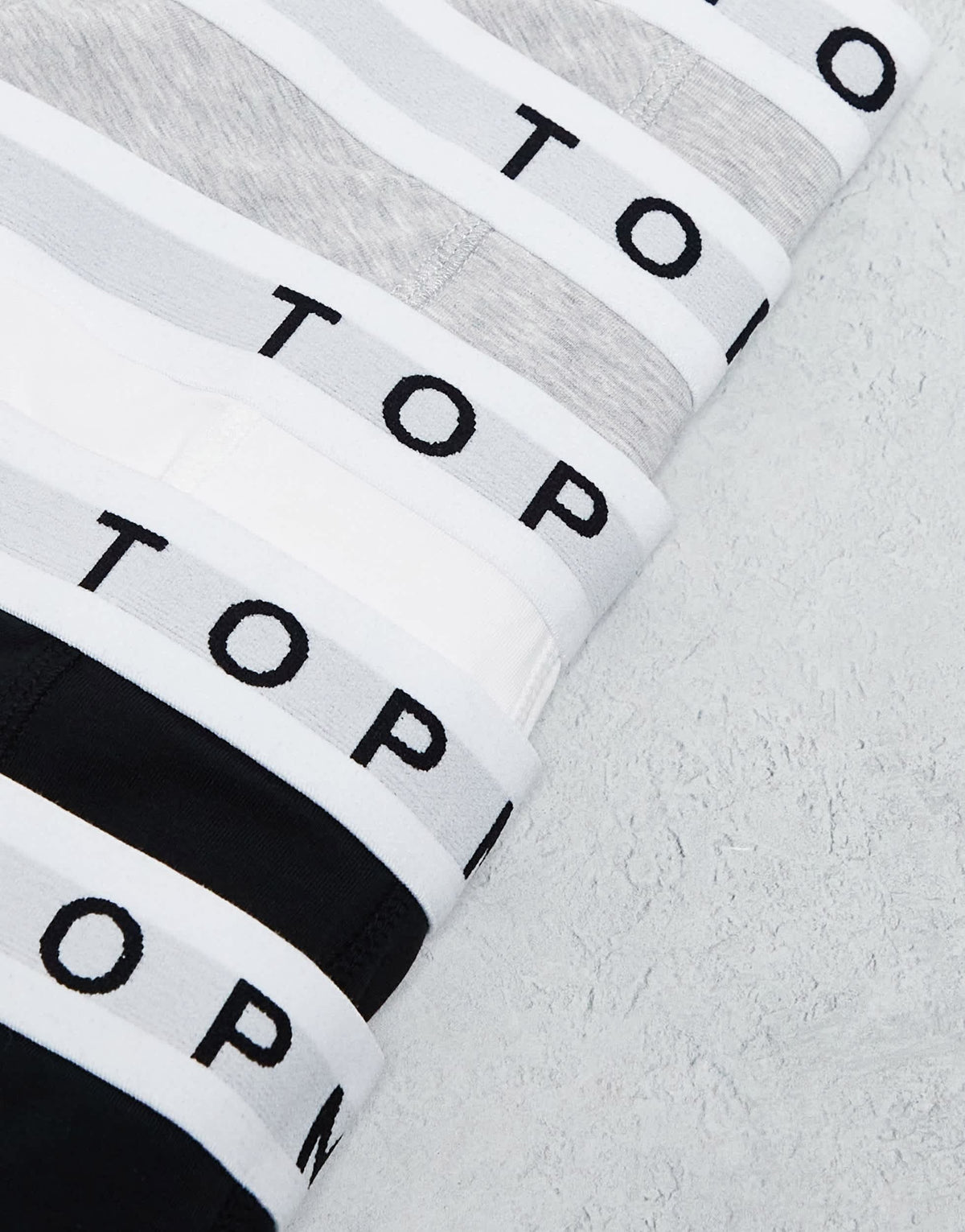Topman 5 pack trunks in black, grey marl and white with white waistbands