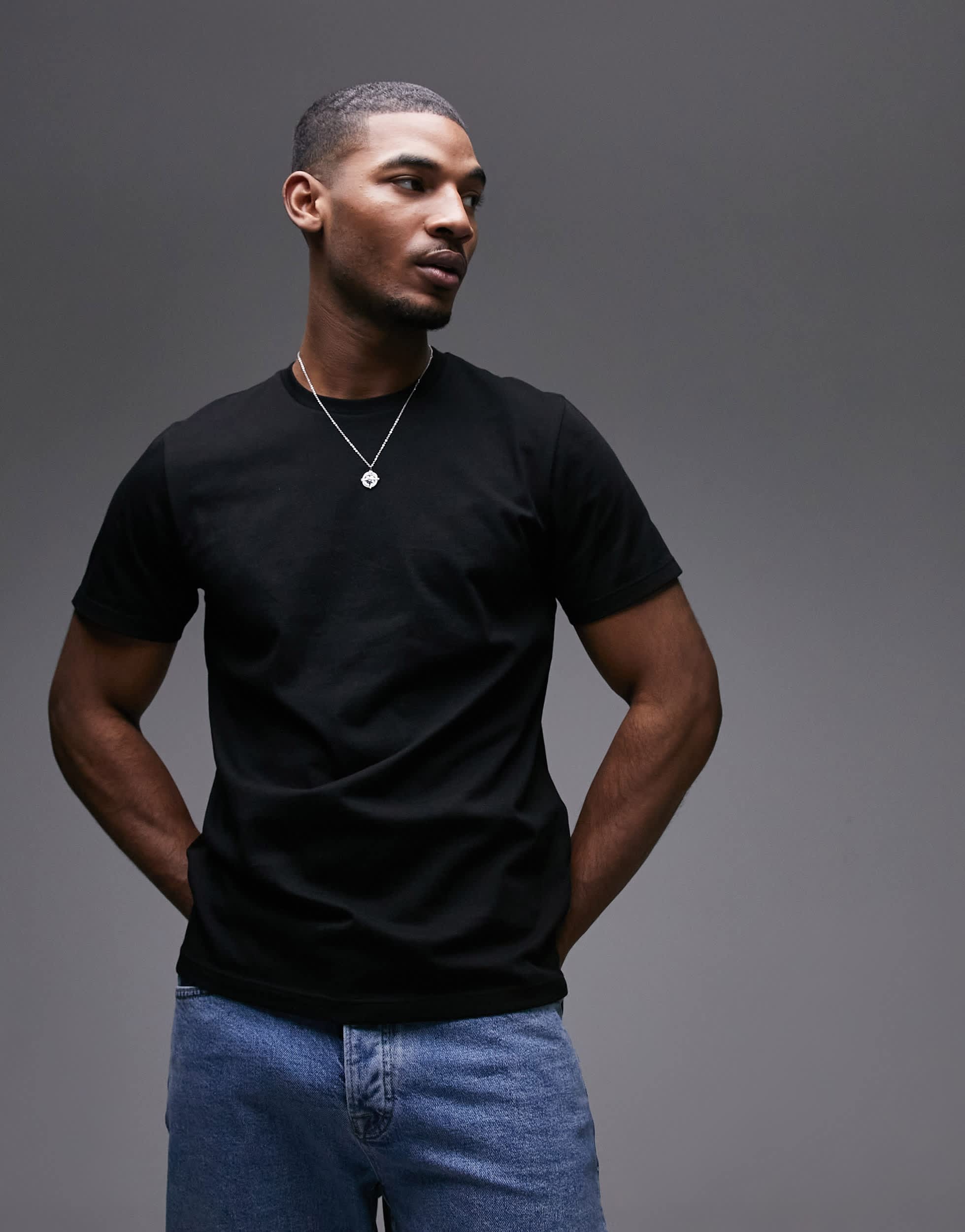 Topman classic fit t-shirt in black