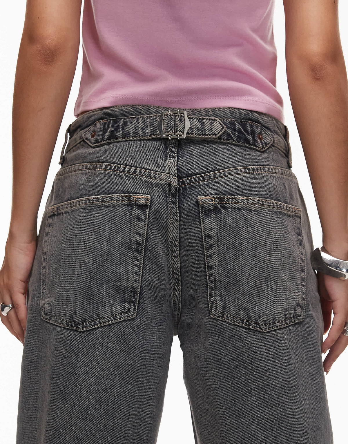 Topshop Hourglass Cinch relaxed jean in blue grey 