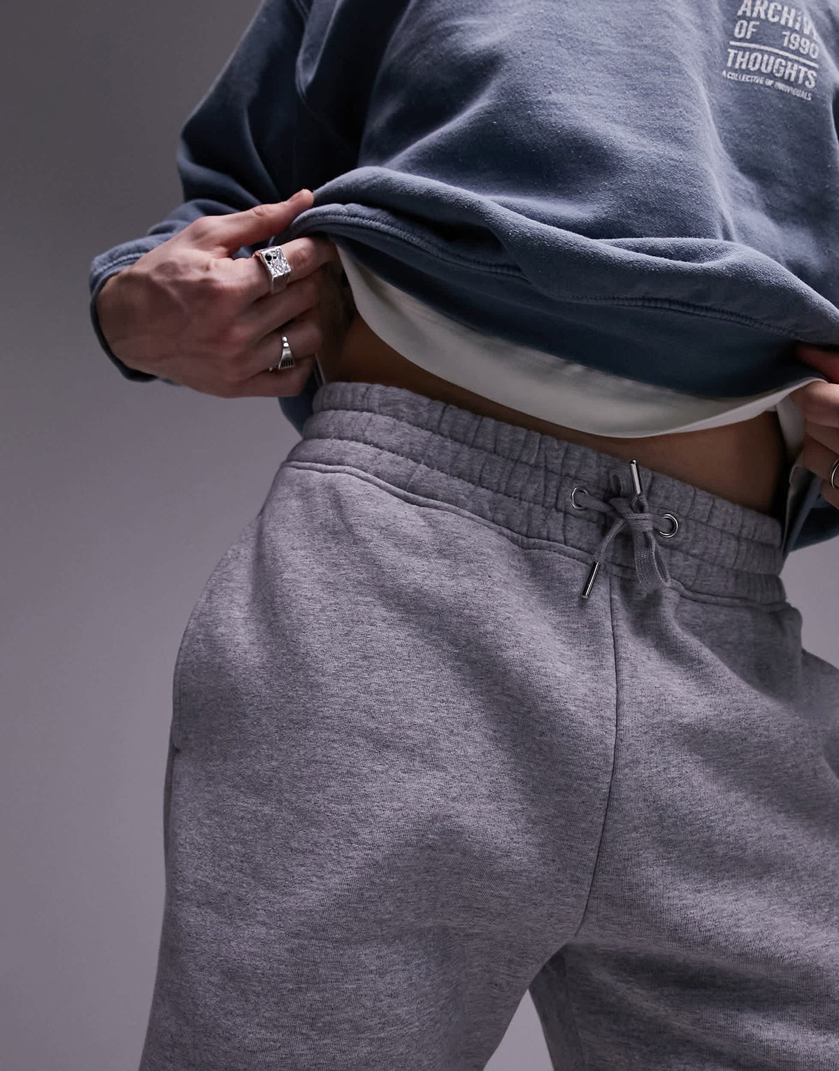 Topman classic fit jersey short with raw hem in grey marl