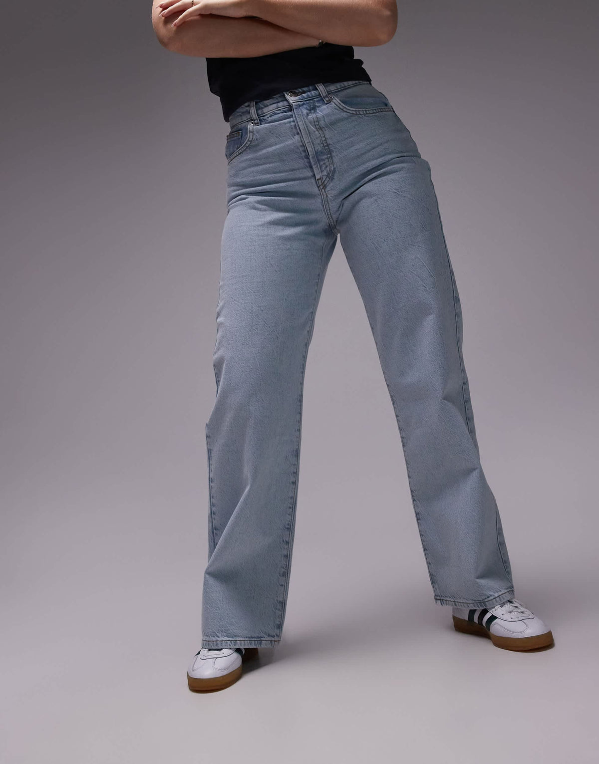 Topshop Hourglass mid rise loose fit straight jean in bleach