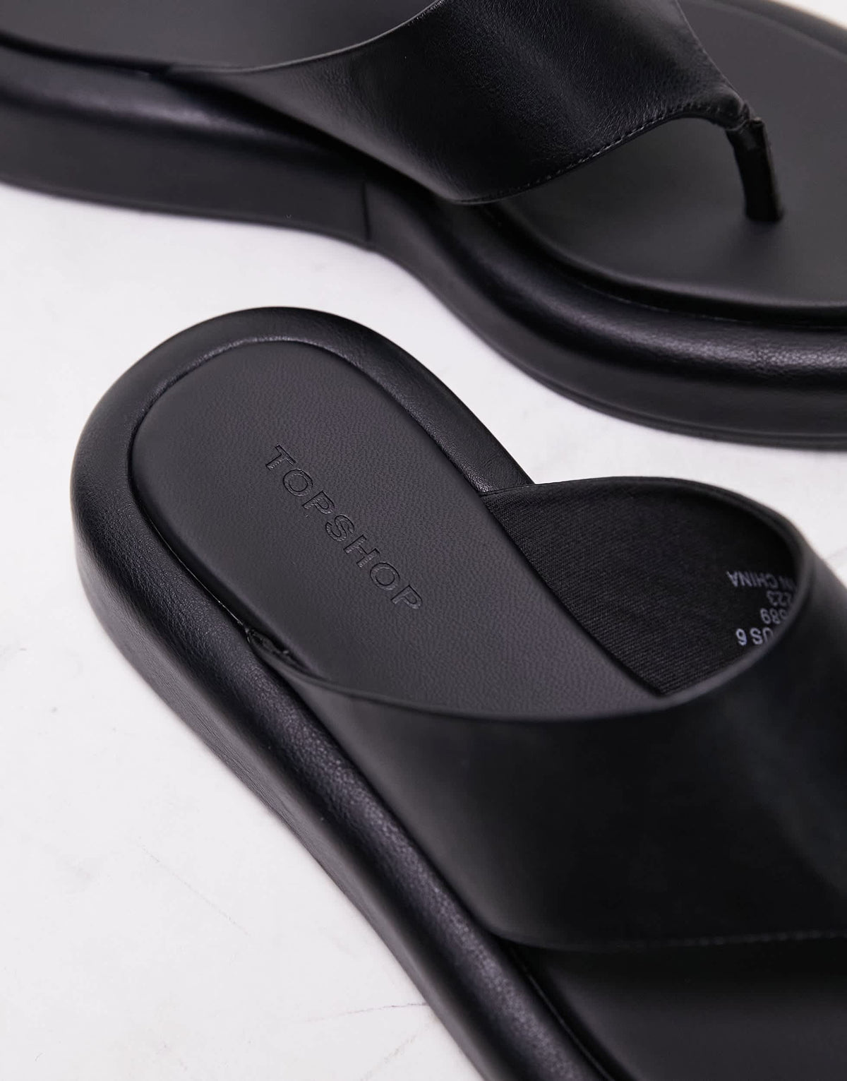 Topshop Jonah toe post footbed sandal in black