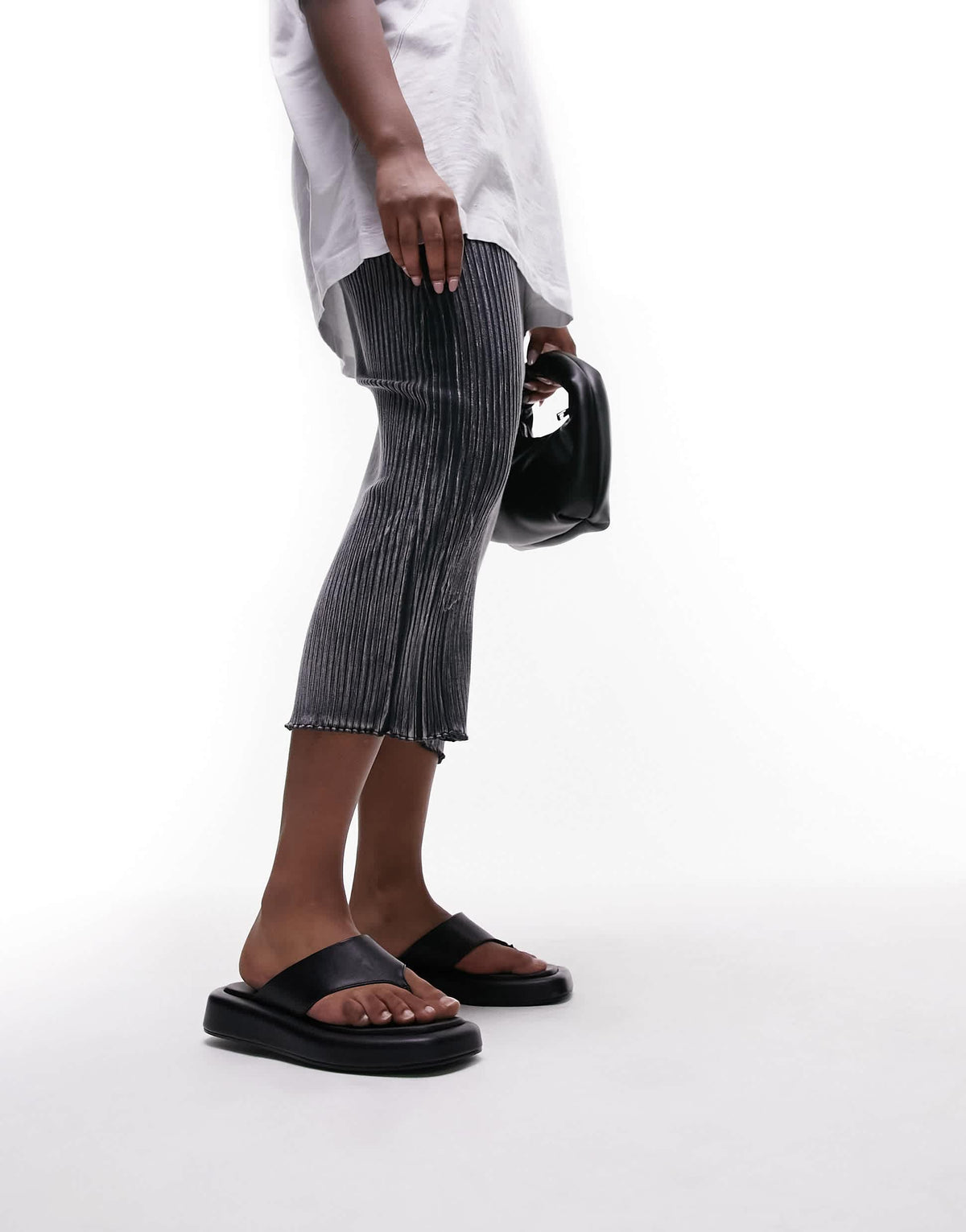 Topshop Jonah toe post footbed sandal in black