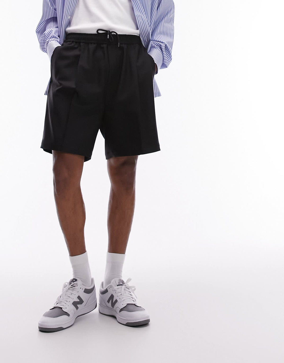 Topman wide leg short in black 