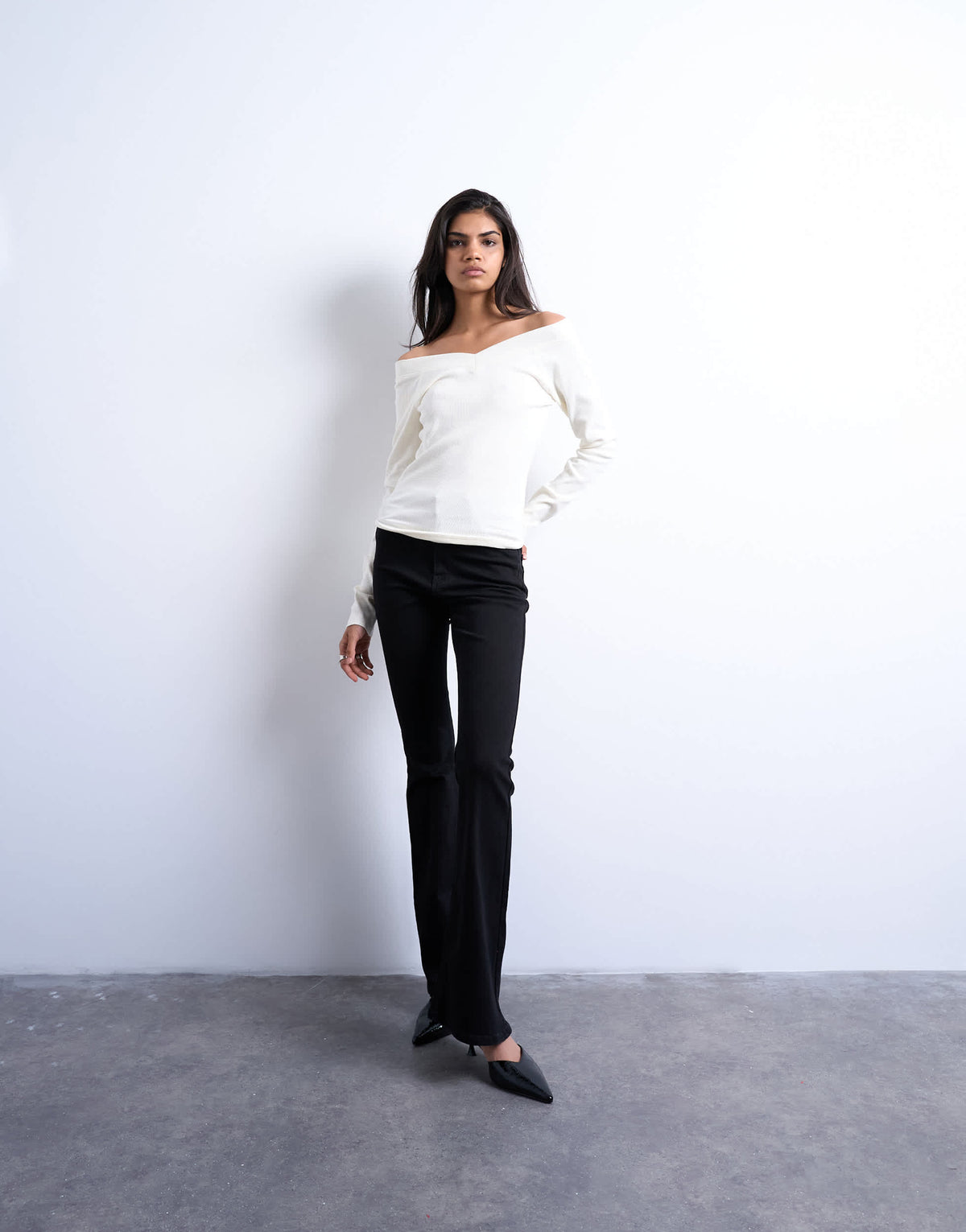 Topshop Jamie flare high rise jean in black