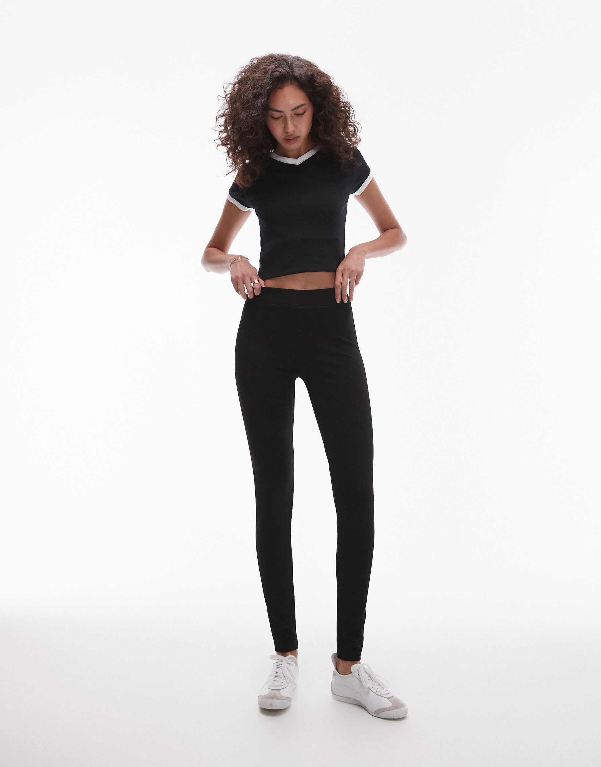 Topshop Tall full length heavy weight legging in black