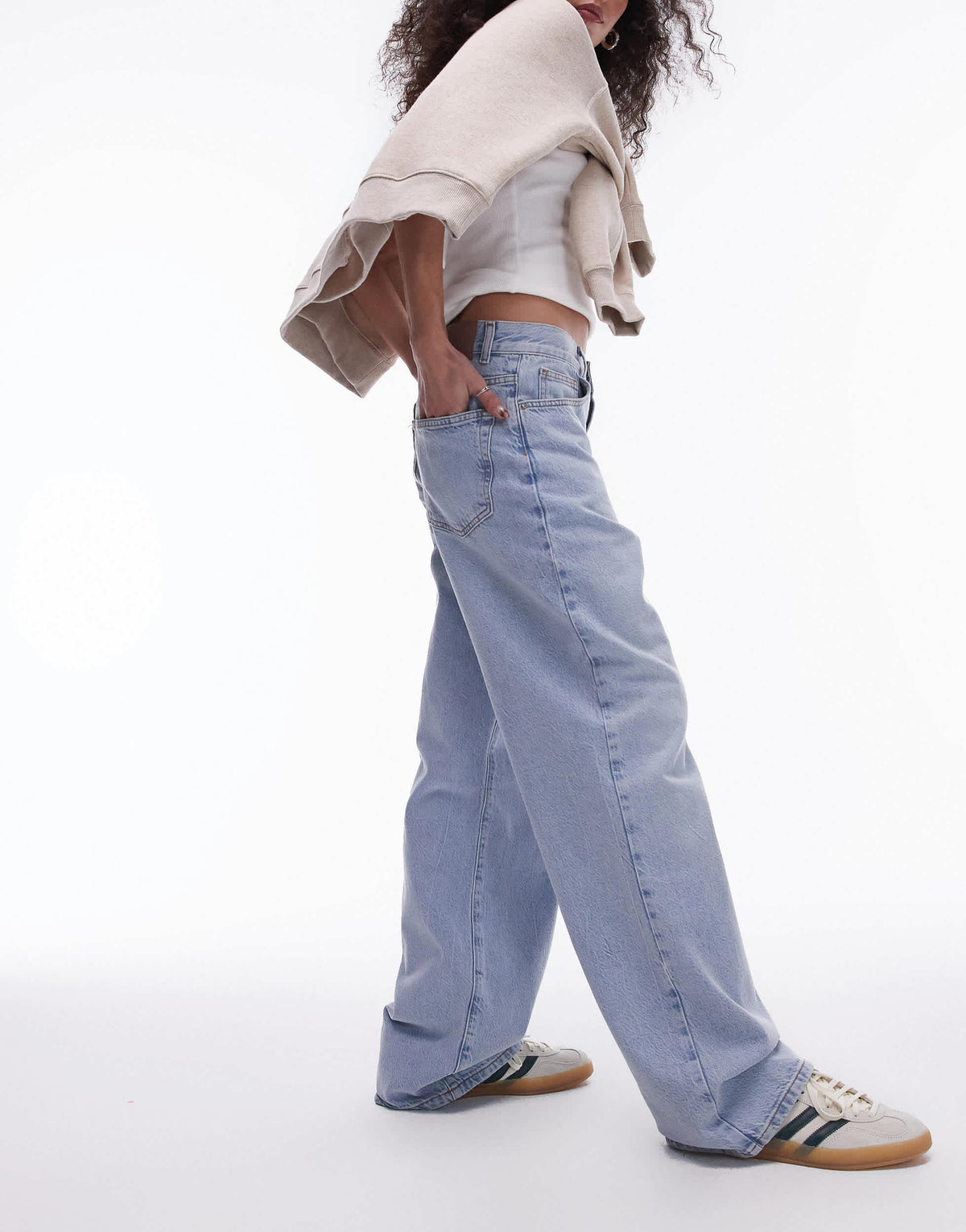 Topshop mid rise loose fit straight jean in vintage bleach