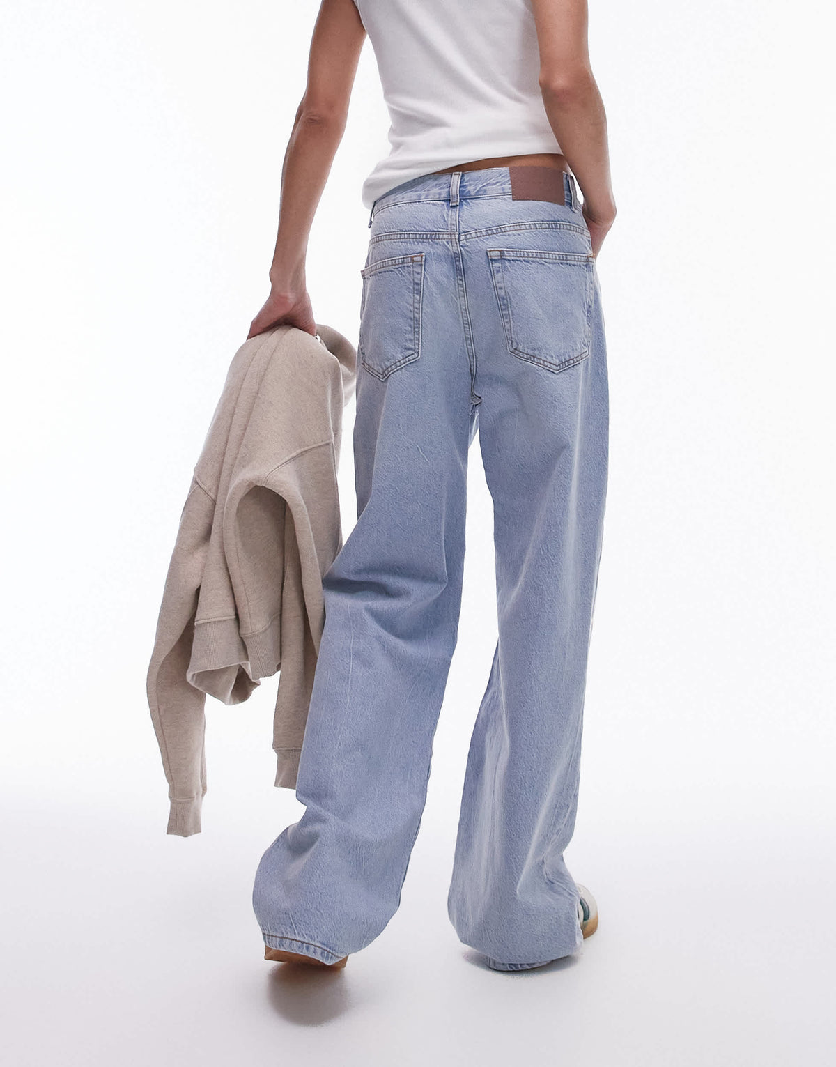 Topshop mid rise loose fit straight jean in vintage bleach
