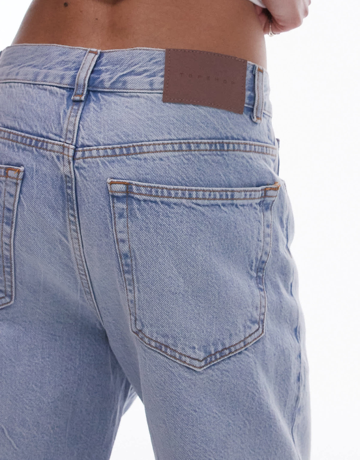 Topshop mid rise loose fit straight jean in vintage bleach