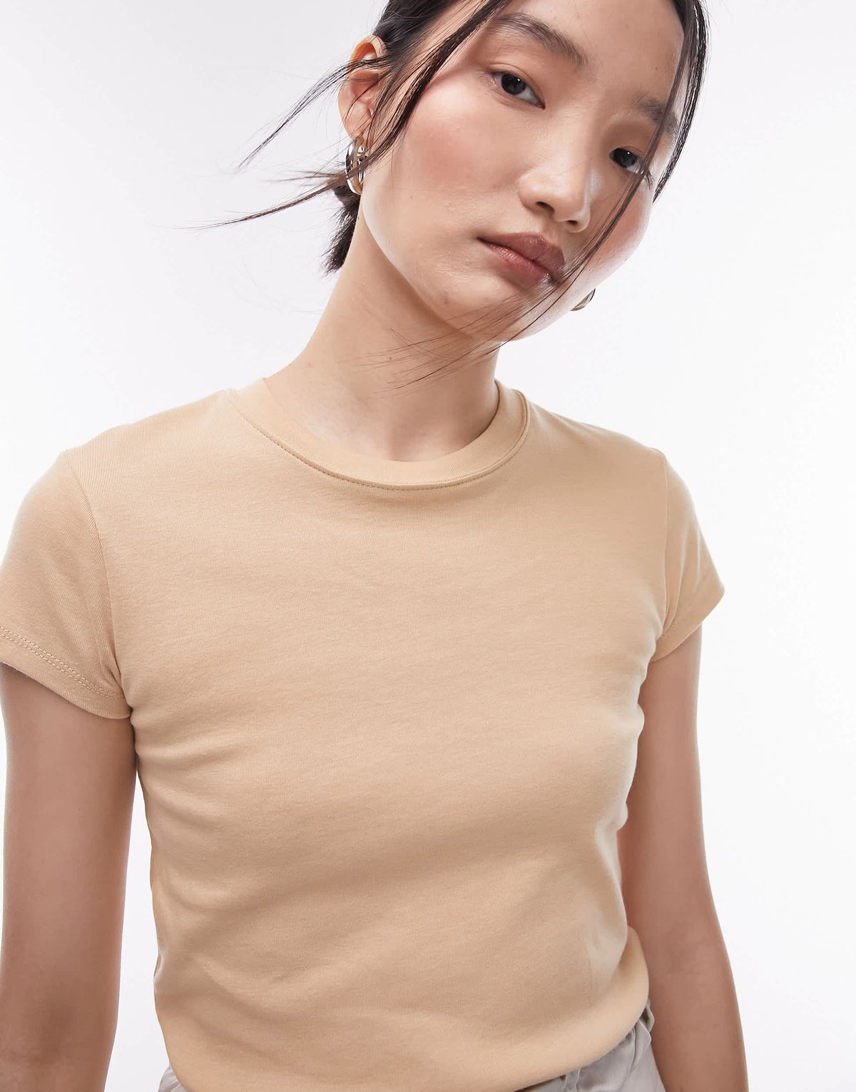 Topshop everyday tee in neutral 