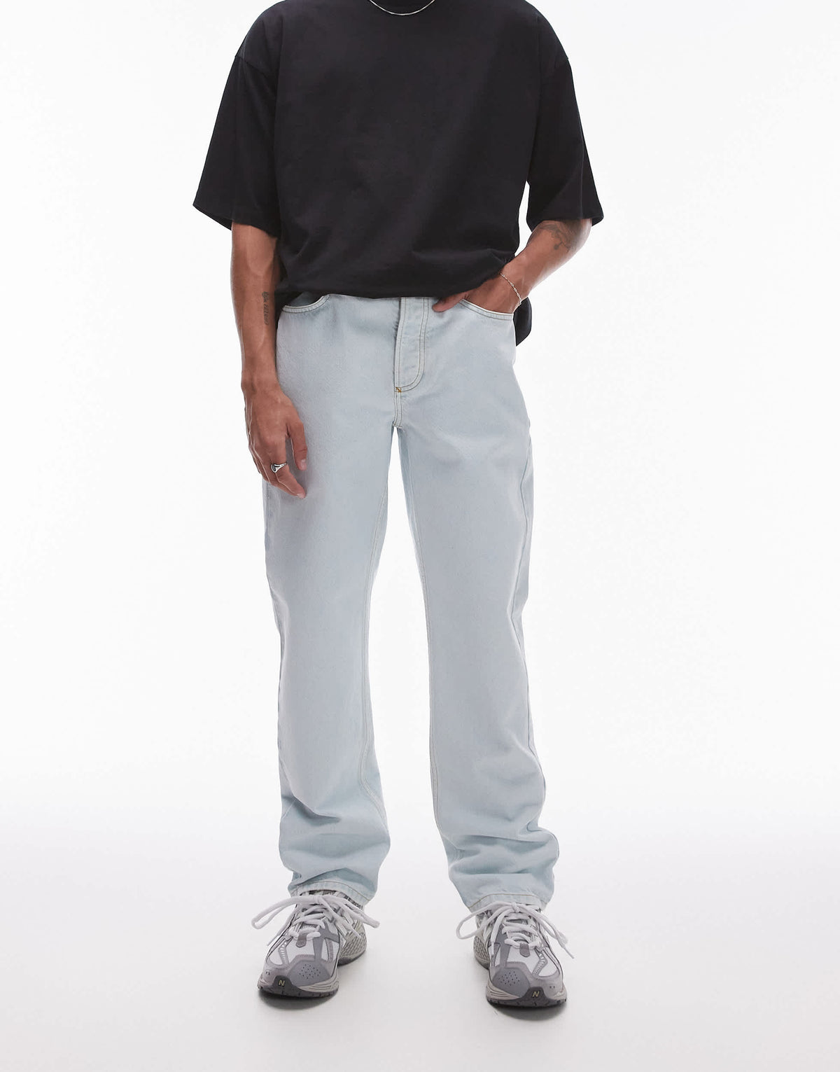 Topman straight jeans in bleach wash