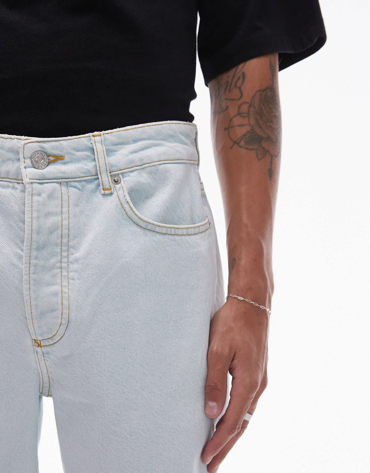 Topman straight jeans in bleach wash