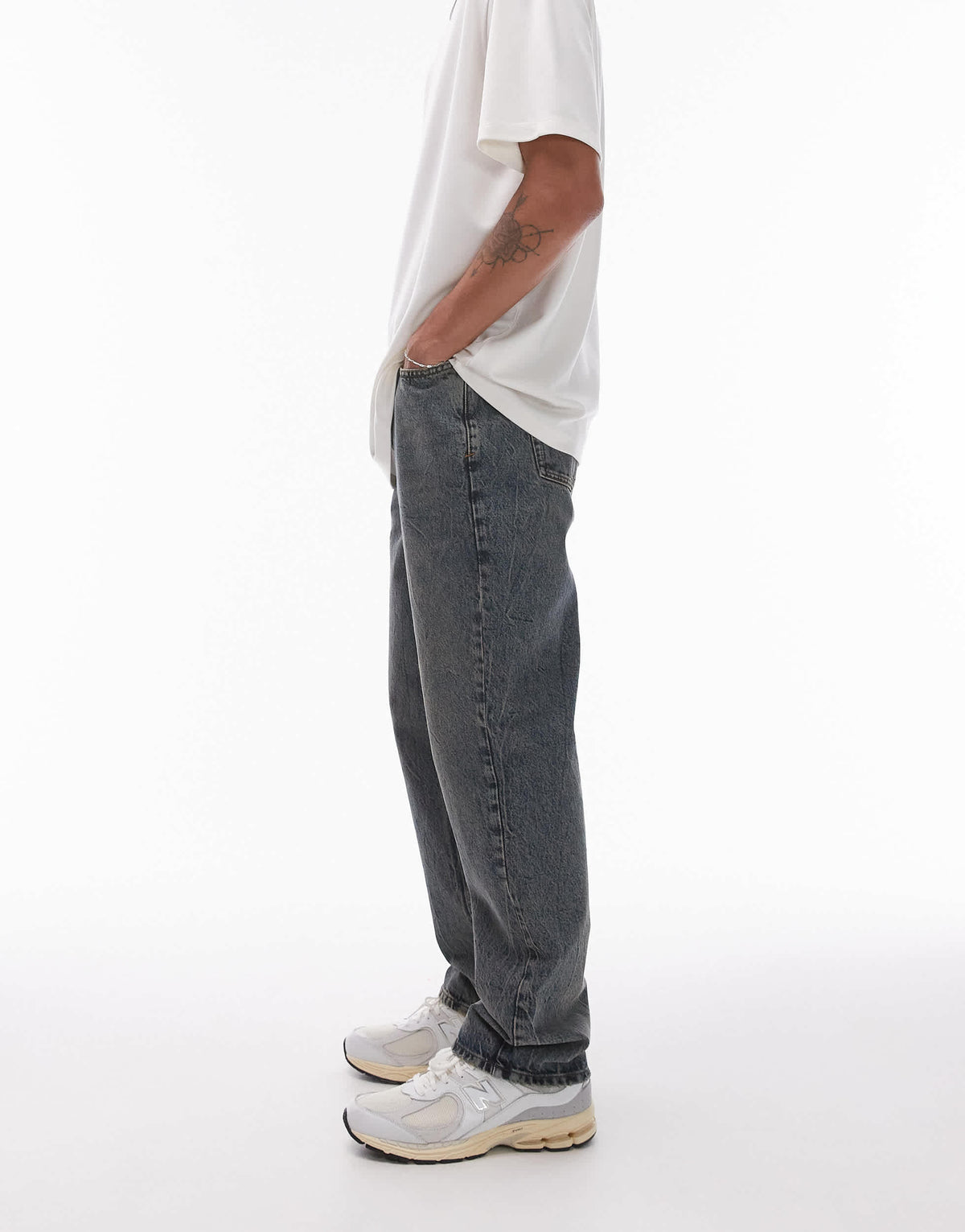 Topman straight jeans in marbled blue
