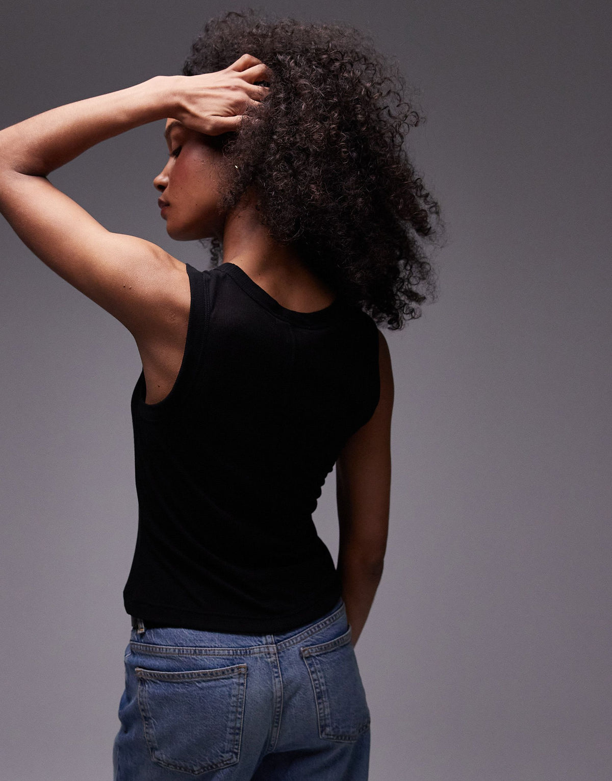 Topshop premium rib sheer tank in black