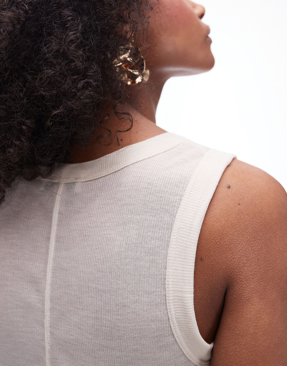 Topshop premium rib sheer tank in off white