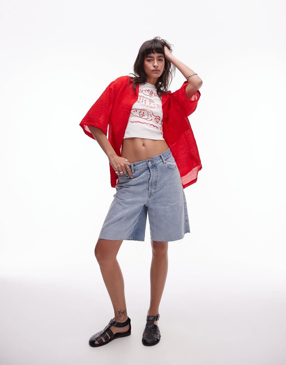 Jean Topshop : short en jean ample, effet délavé