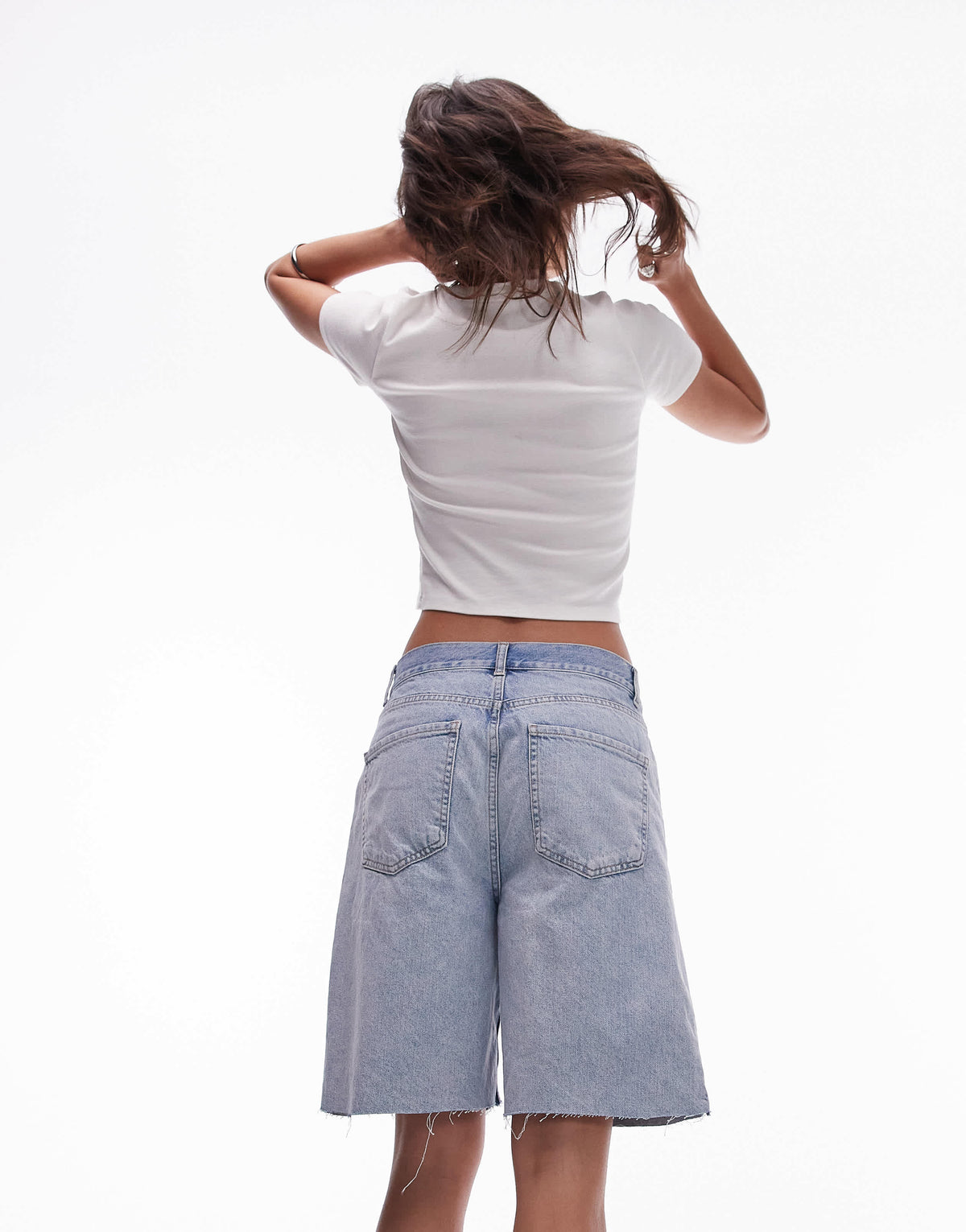 Topshop denim Loose fit jort in bleach