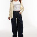 Topshop low rise relaxed jean in raw indigo