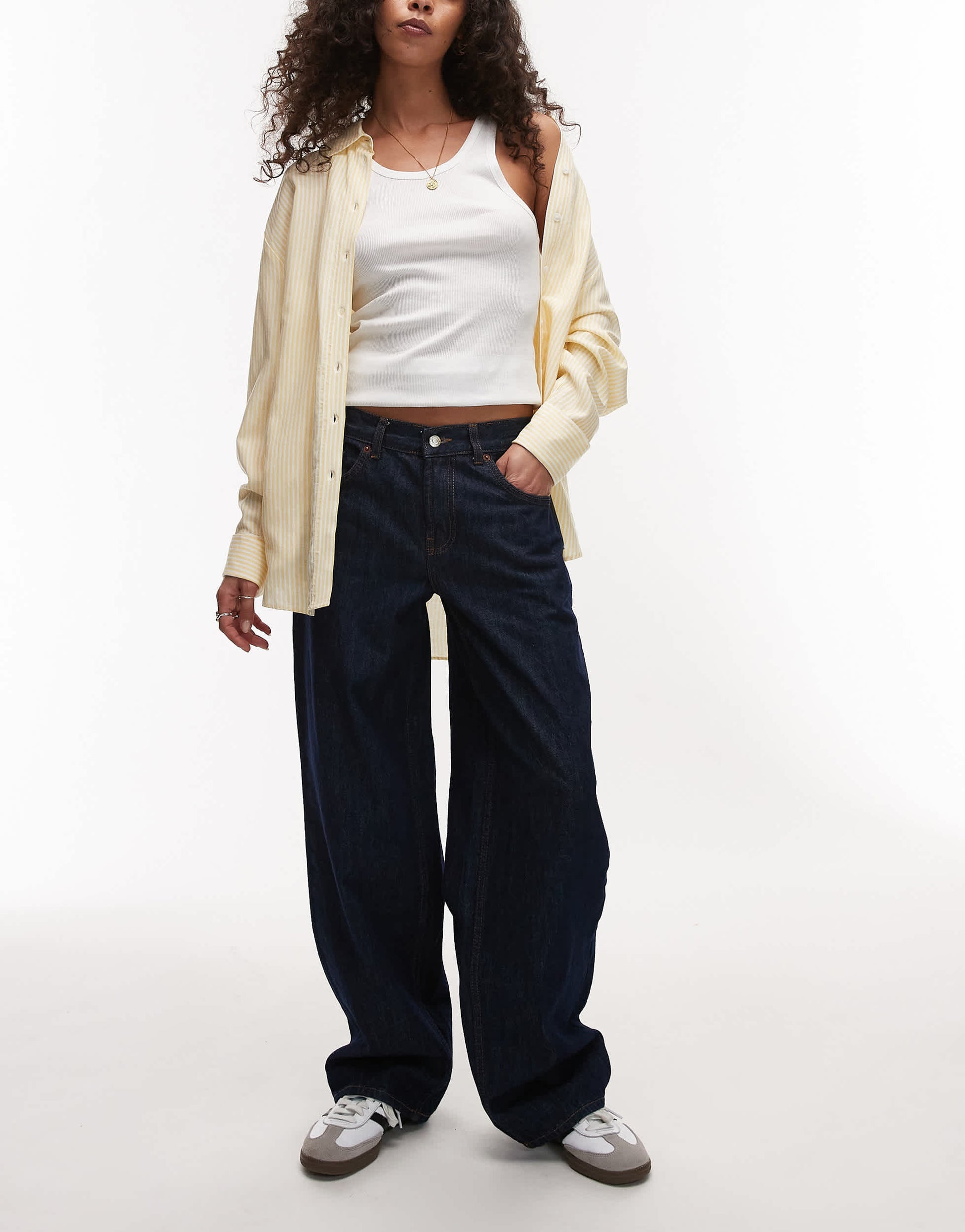 Topshop low rise relaxed jean in raw indigo