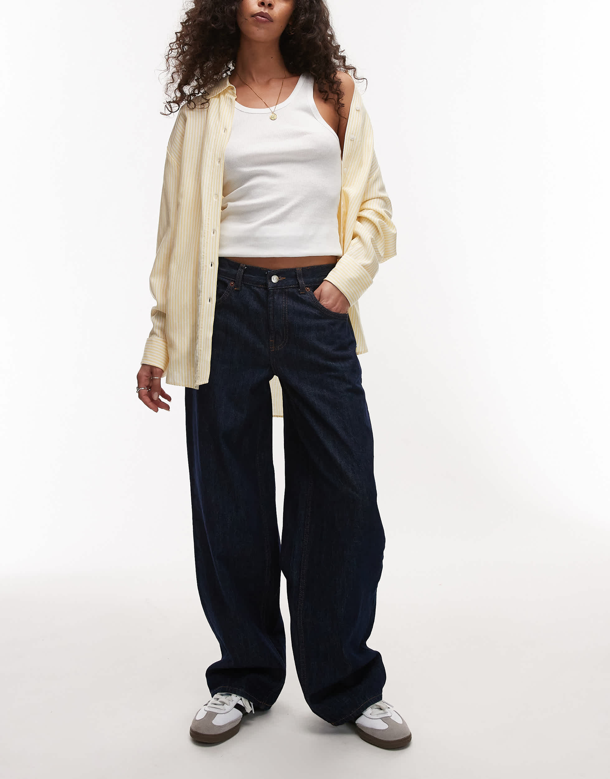 Topshop low rise relaxed jean in raw indigo