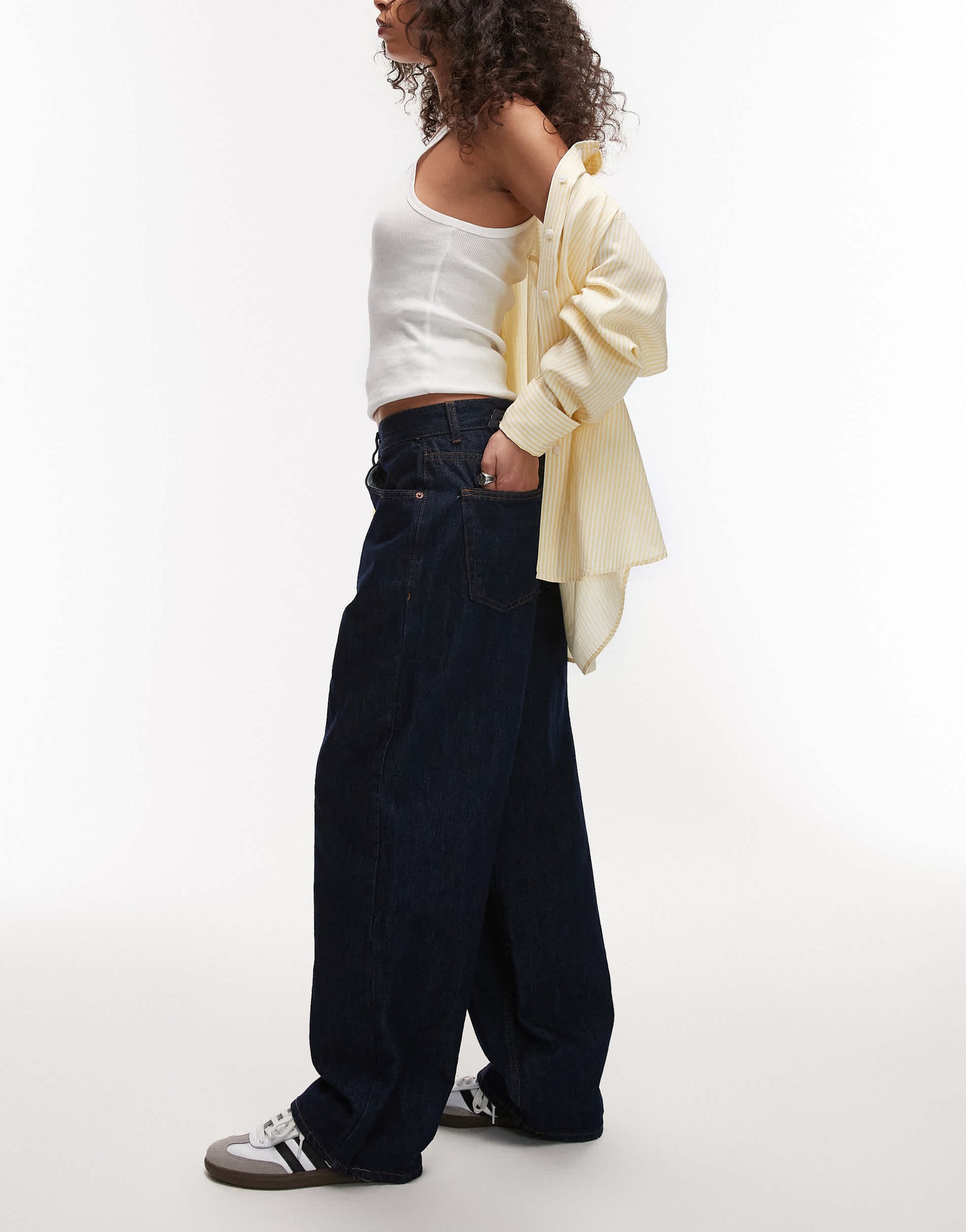 Topshop low rise relaxed jean in raw indigo