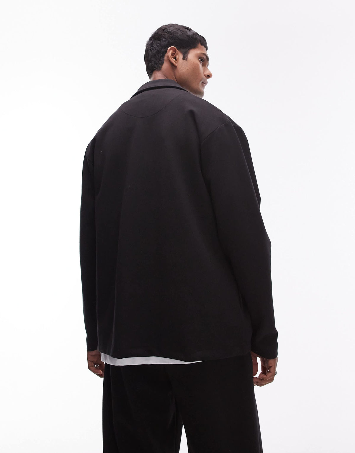 Topman oversized fit full zip smart jersey with pockets in black - BLACK