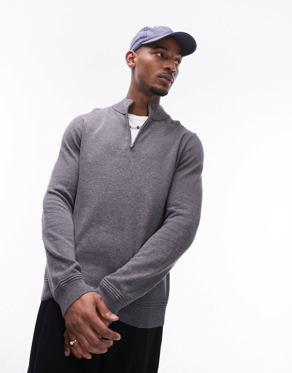 Topman essentials 1/4 zip in charcoal