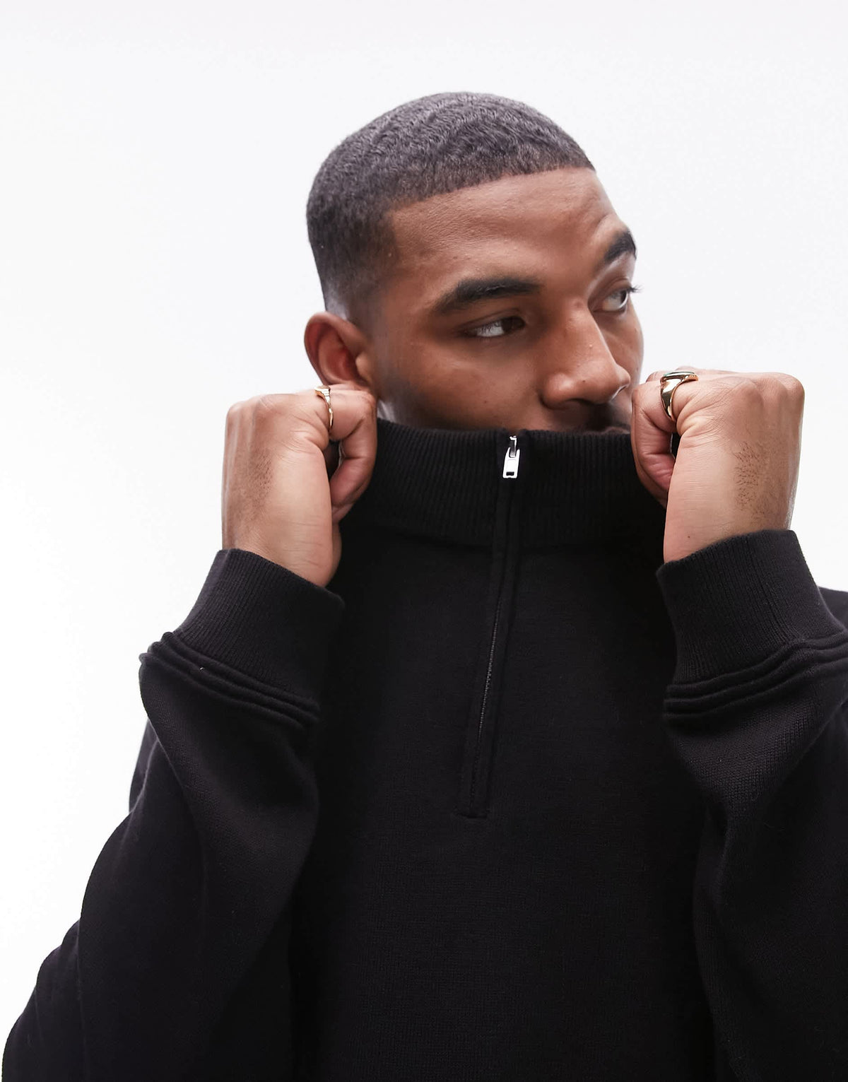 Topman essentials 1/4 zip in black
