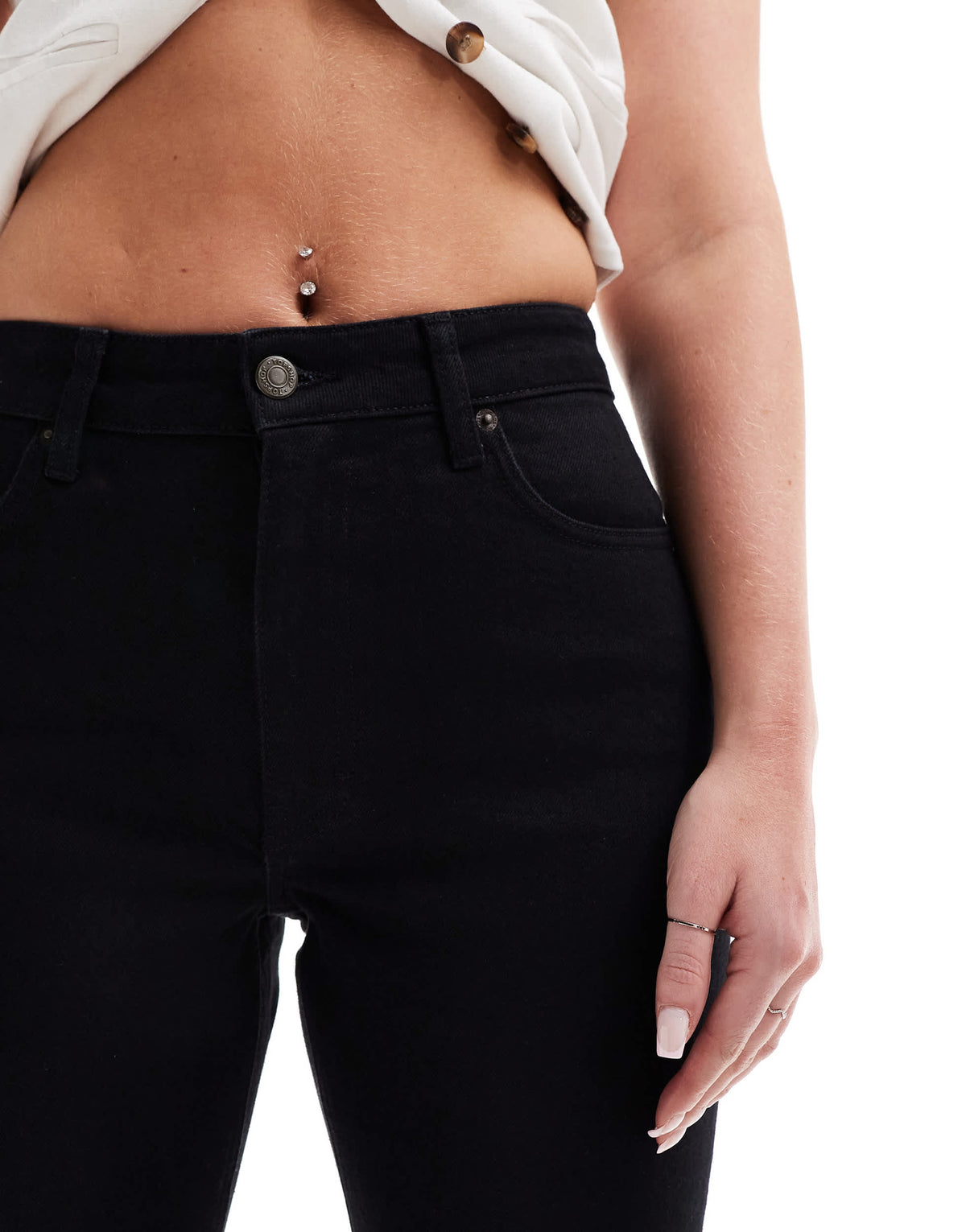 Topshop Hourglass mid rise straight cropped jean with raw hem in black