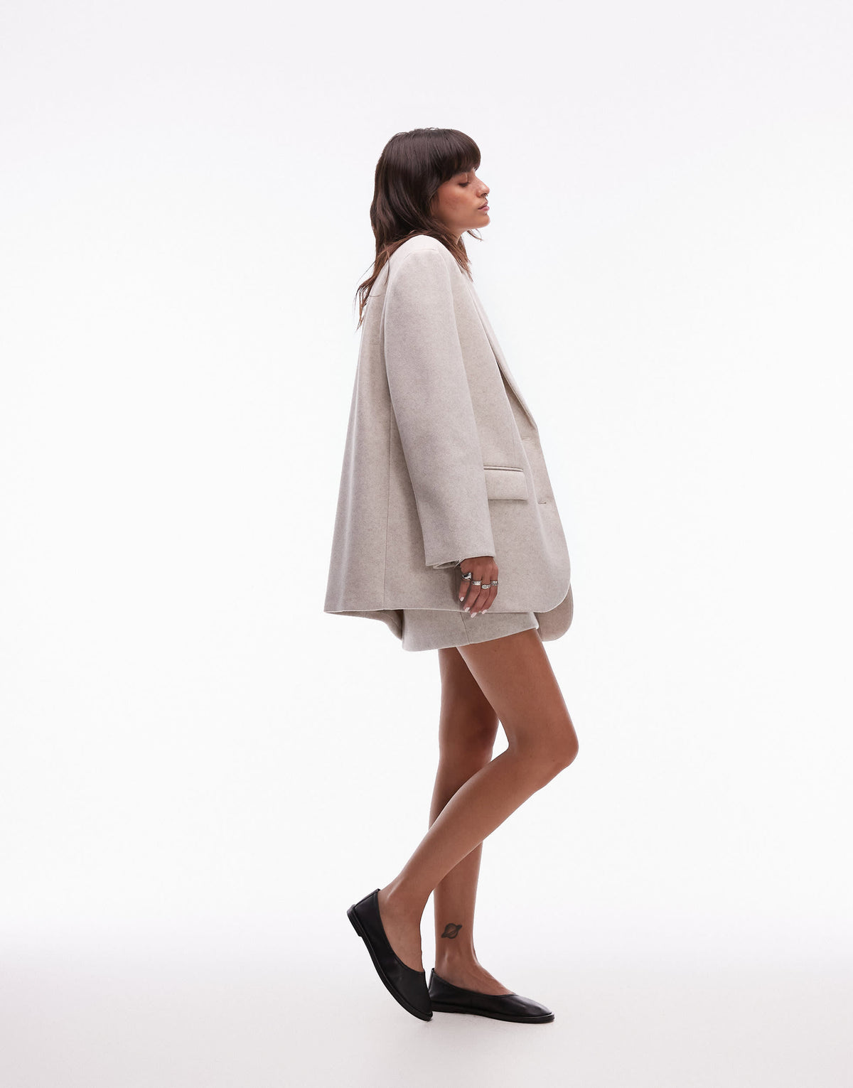 Topshop wool look blazer coat in oatmeal