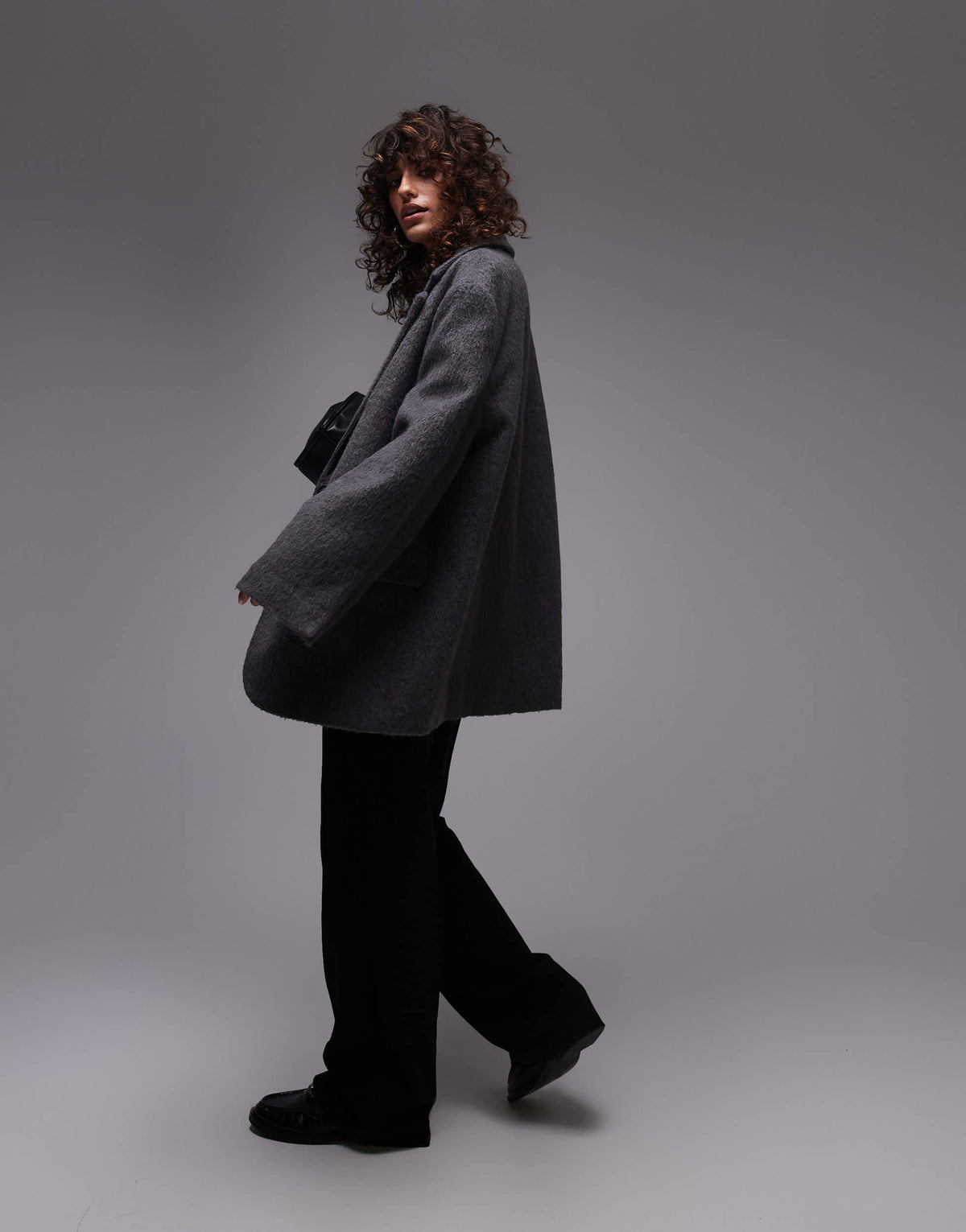 Topshop brushed wool look blazer coat in grey