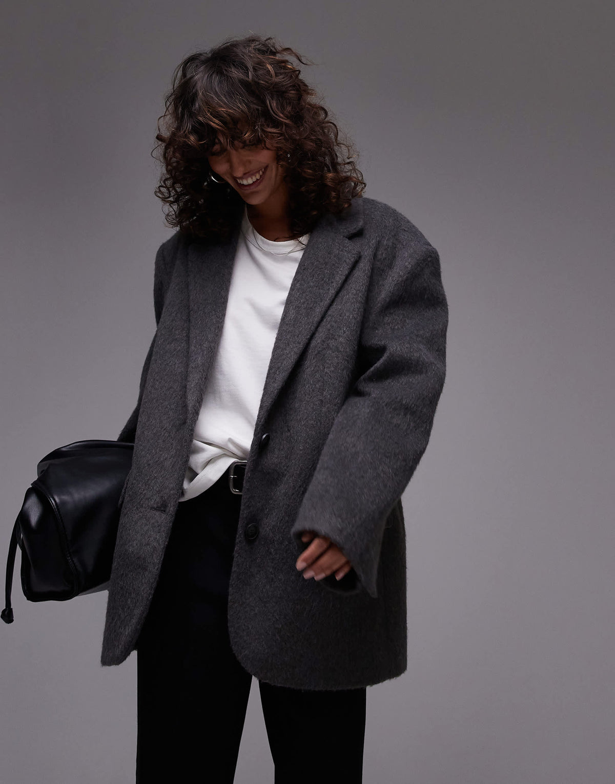 Topshop brushed wool look blazer coat in grey