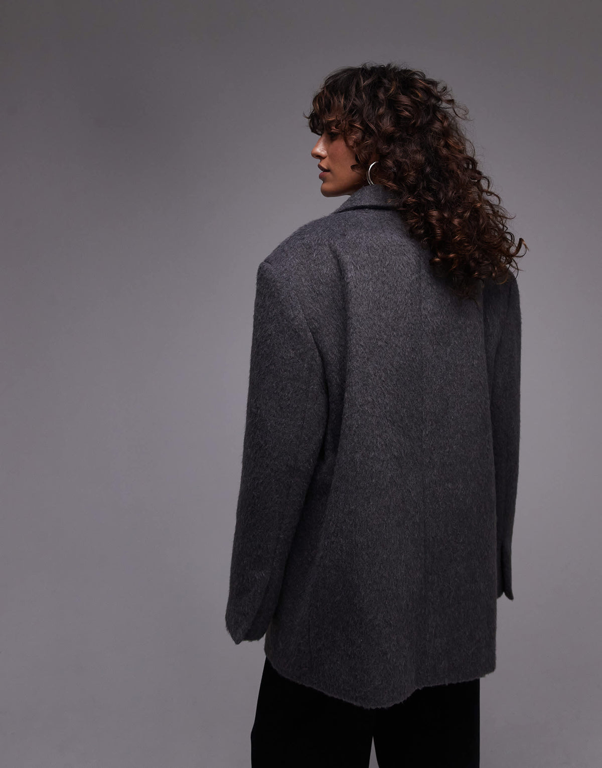 Topshop brushed wool look blazer coat in grey