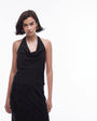 Topshop co-ord jacquard halter top in black