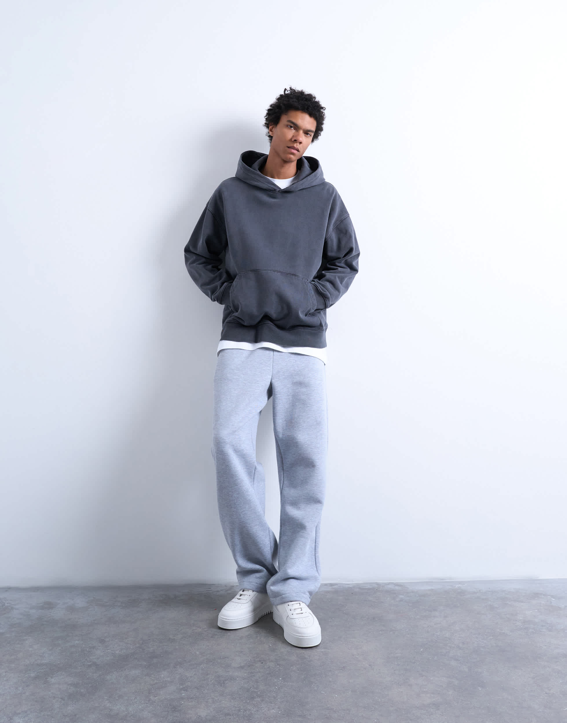 Jogger coupe droite Topman gris chiné